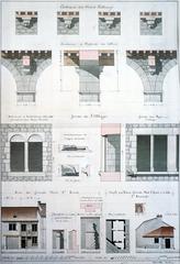 Architectural drawings by Leblan depicting the details of buildings in Reims