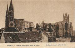 Ruins of Saint Remi Church in Reims, France after World War I bombings