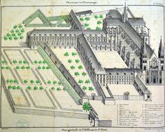 Engraving and lithograph artwork of Abbaye Saint-Remi by Pellé