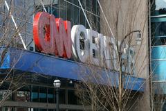 Exterior view of CNN Center at Marietta Street in Atlanta, Georgia