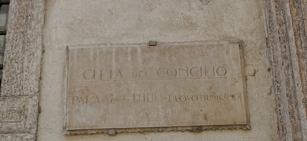 Palazzo Thun plaque on Via Belenzani 19 in Trento, Trentino-Alto Adige, Italy