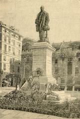 Monument to Raffaele Rubattino in Genoa woodcut illustration