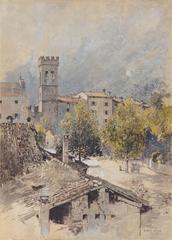 Historic painting of Porta San Michele in Riva by Robert Russ