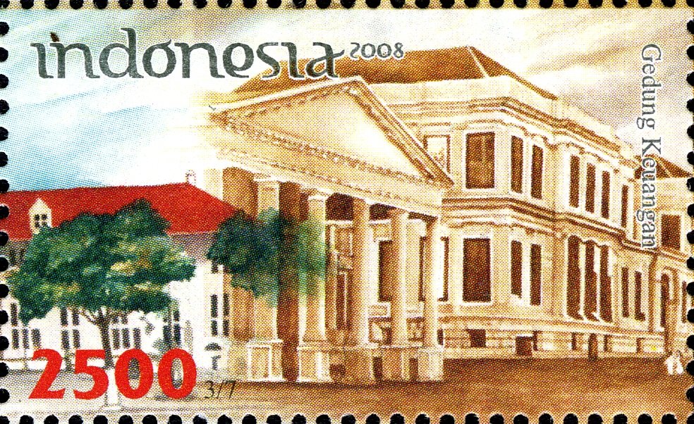 Collection of colorful Indonesian postage stamps featuring various designs and motifs