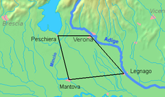Map of Quadrilatero, a historical strategic area in Northern Italy