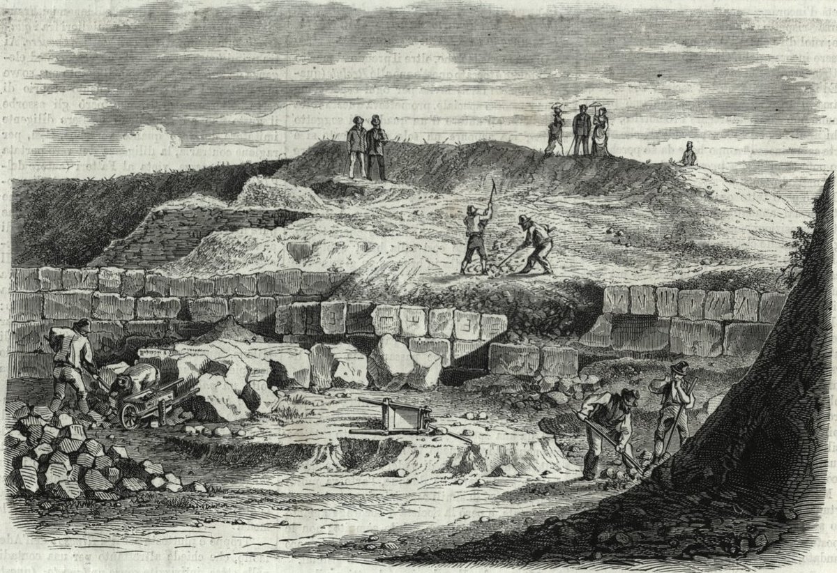 Ancient Servian Wall depicted in a woodcut illustration
