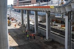 LAX Metro Transit Center station under construction in September 2023