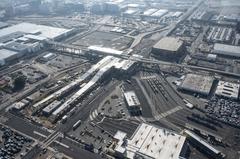 Aerial view of LAX/Metro Transit Center station with surrounding infrastructure and vehicles in January 2024
