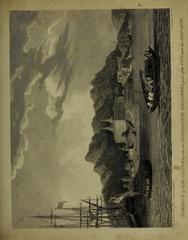 Historical view of Rio de Janeiro harbor with Ship Duff and Benedictine Monastery in 1799