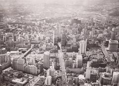 Aerial view of São Paulo city showing dense urban architecture including buildings and streets