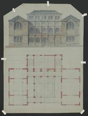 Architectural drawing of Lenox Library facade elevation and plan in New York