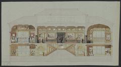 Interior elevation drawing of Lenox Library in New York with detailed architectural features