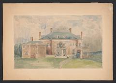 Architectural plan of Lenox Library in New York City, watercolor and graphite drawing