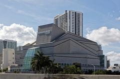 Adrienne Arsht Center building exterior with modern architectural design under blue sky