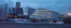 Adrienne Arsht Center for the Performing Arts viewed from I-395 highway in Miami