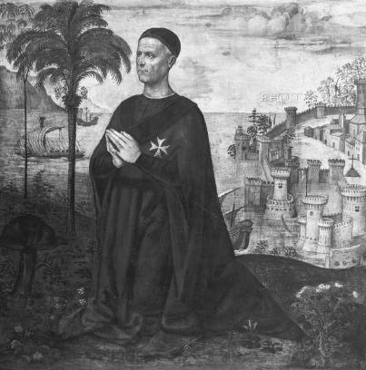 Fresco of Alberto Aringhieri in the Chapel of the Baptist by Pinturicchio at Siena Cathedral