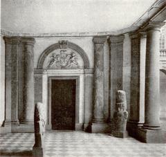 Exterior view of Frankfurt Palais Thurn und Taxis vestibule with historic architectural details
