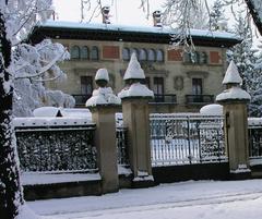Palacio de Ajuria Enea covered in snow during winter in Vitoria