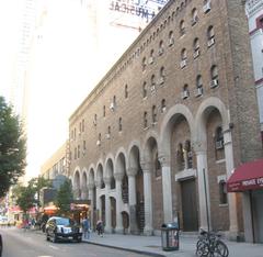 Al Hirschfeld Theatre viewed from 45th Street on a cloudy afternoon