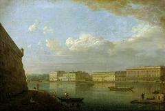 View of Palace Embankment from Peter and Paul Fortress with State Tretyakov Gallery
