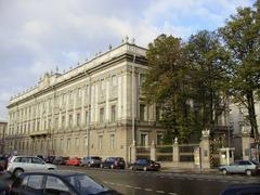 Marble Palace view from the south-east with classical architecture and lush greenery