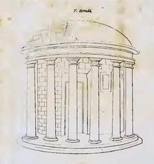 Ancient Roman Aedes Aemiliana Herculis temple illustration by Baldassare Peruzzi