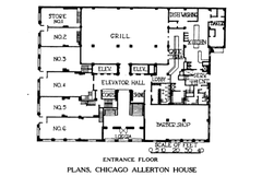 Entrance floor plan of Allerton Hotel in Chicago, 1924