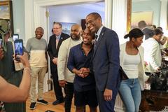 Juneteenth 2024 celebration at the United States Embassy in Canada on 19 June 2024 with people gathered and American flag visible