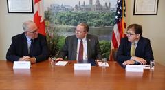 Meeting about Canada wildland fires at U. S. Embassy in Canada with officials discussing wildfire strategies on June 27, 2023