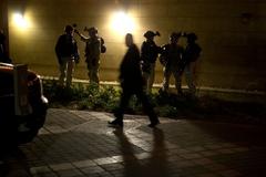 U.S. soldiers standing outside the U.S. Embassy in Baghdad Iraq on November 29 2011