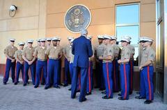U.S. Secretary of State John Kerry addressing Embassy Baghdad Marine Security Guard detachment