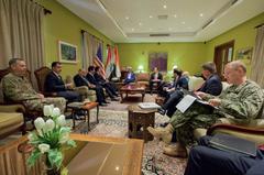 U.S. Secretary of State John Kerry meeting with Kurdistan Regional Government Prime Minister Nechirvan Barzani and advisers in Baghdad