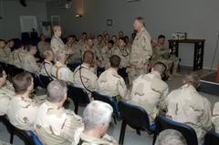 Chief of Naval Operations Adm. Gary Roughead addressing Sailors at U.S. Embassy Baghdad