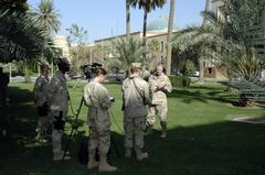 Chief of Naval Operations Adm. Gary Roughead giving an interview at the U.S. Embassy in Baghdad
