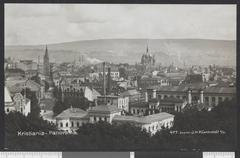 Panoramic view of Oslo city, Kristiania panorama historical photo