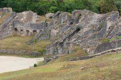 Detail of Saintes Amphitheater in Charente-Maritime, France showing ancient stone architecture