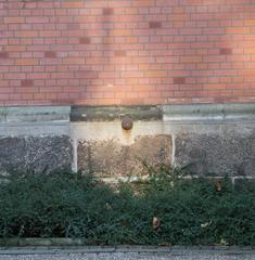 Cannonball embedded in the base of Holmens Kirke church in Copenhagen