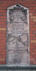 Holmens Kirke cemetery with Ursin memorial plaque on the east wall of Kaptajnsgangen in Copenhagen