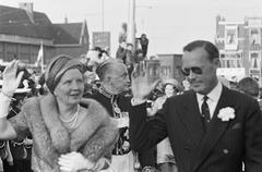 Dutch royal couple Prince Bernhard and Queen Juliana in Circus Scheveningen Den Haag 1962 black and white photo