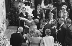 Black and white photograph of the Dutch royal couple Prince Bernhard and Queen Juliana at Circus Scheveningen in The Hague, May 10, 1962