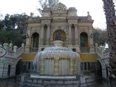 Fountain at Cerro Santa Lucia featuring Greek god Neptune statue