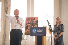 Senator Ed Markey speaking at New England Aquarium about climate change and budget resolution