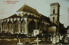 Front facade of the Église de Brienne church with detailed stone architecture