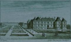 Old view of Chateau Pont sur Seine with river and boats, 1874