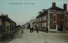 Street view of Chavanges village with traditional French houses and cobblestone pavement