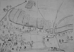 Historical drawing of Cheslay from 1699 AD in Aube, France