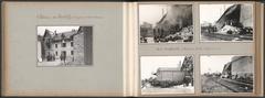 Archival black and white photograph of Lyon firefighters in action from 1933-1940