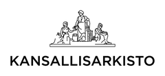 Kansallisarkiston logo featuring the statue group 'Three Geniuses' designed by C.E. Sjöstrand and sculpted by Johannes Haapasalo