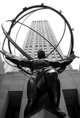 Atlas statue carrying celestial sphere in New York City