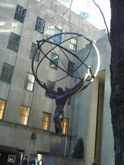 Statue of Atlas holding a celestial sphere outside Rockefeller Center Manhattan